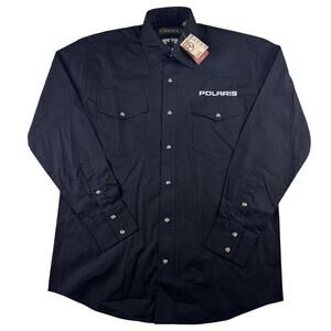 NWT Polaris Tech Pit Crew Shirt Mens Small Black Pearl snap -Roper Wear the west